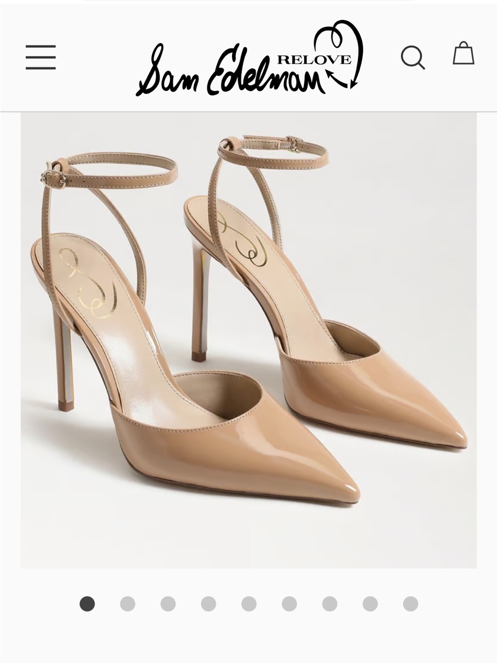 Sam Edelman patent pointed-toe ‘Avril’ sling-back pumps, size 7